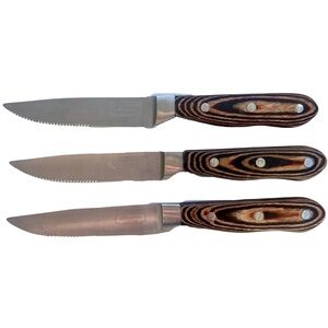 Set‎ of 3 Steak Knives Rancher's Forged 5” Blade Wood Handle